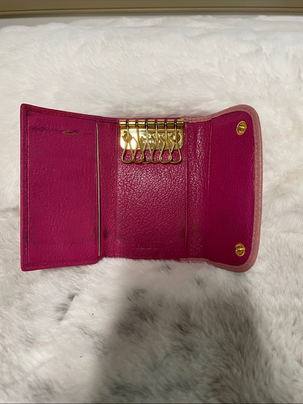 Miu Miu Two-Tone Pink & Fuchsia Leather Key Case - Picture 3 of 4